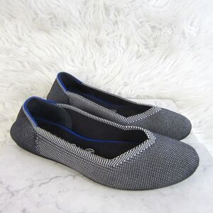 Rothy's Birdseye Womens size 8.5 Gray Checkered Knit round toe Flat casual shoes